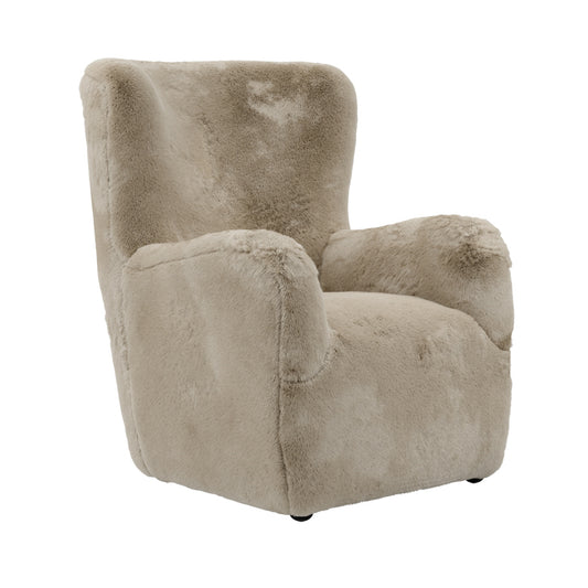 Bear Coyote Fur Fabric Occasional chair in Dark Beige