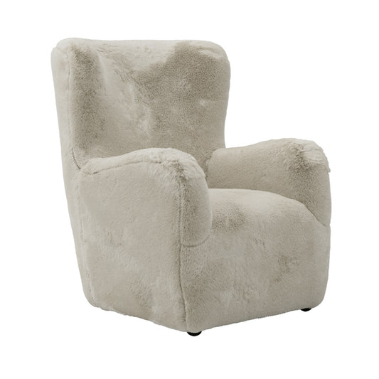 Bear Wolf Fur Fabric Occasional chair in Grey