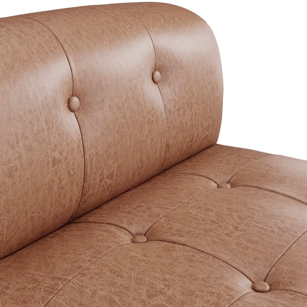 Tan leather tufted armchair