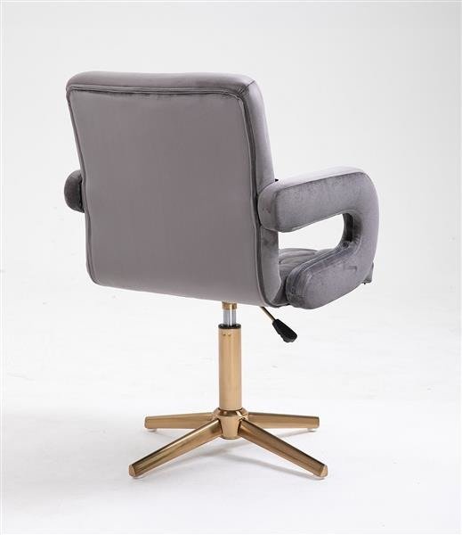 Designer adjustable velvet swivel office/desk chair with gold base in Green/Grey/ Lilac/ Pink