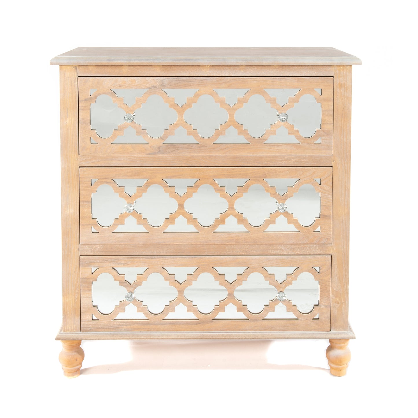 Wood Lattice Mirrored Chest of Drawers