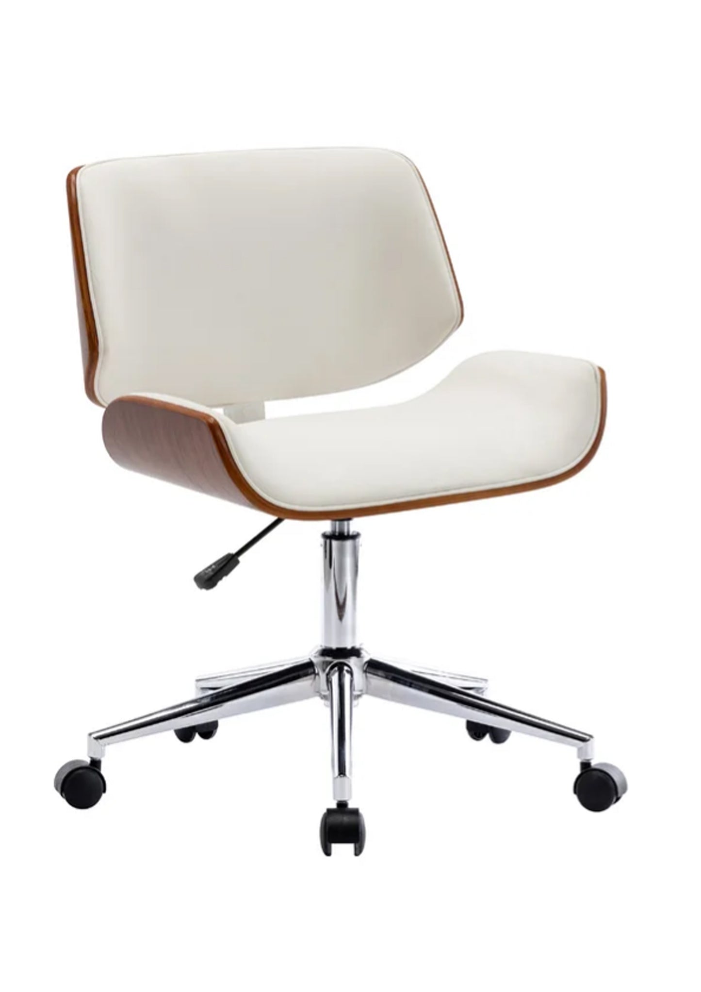 Alex Faux Leather Mid Century Office Chair In Black and Wood