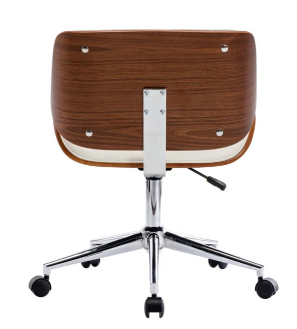 Alex Faux Leather Mid Century Office Chair In Black and Wood
