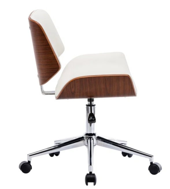 Alex Faux Leather Mid Century Office Chair In Black and Wood