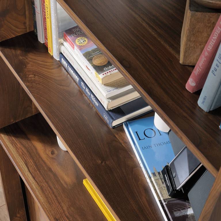 Hampstead Park mid century/ retro style wide bookcase in walnut finish