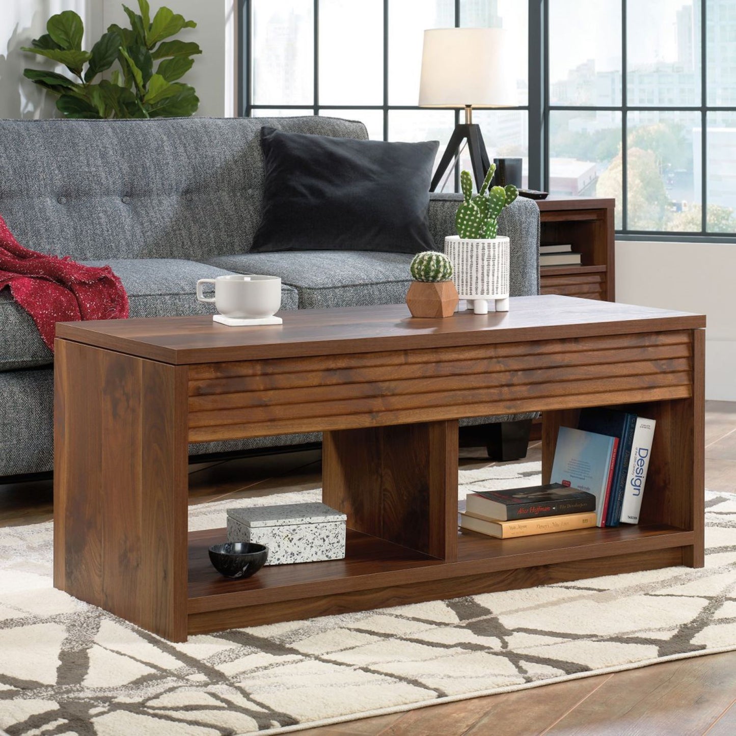 Lift up Coffee/ Work table in walnut finish