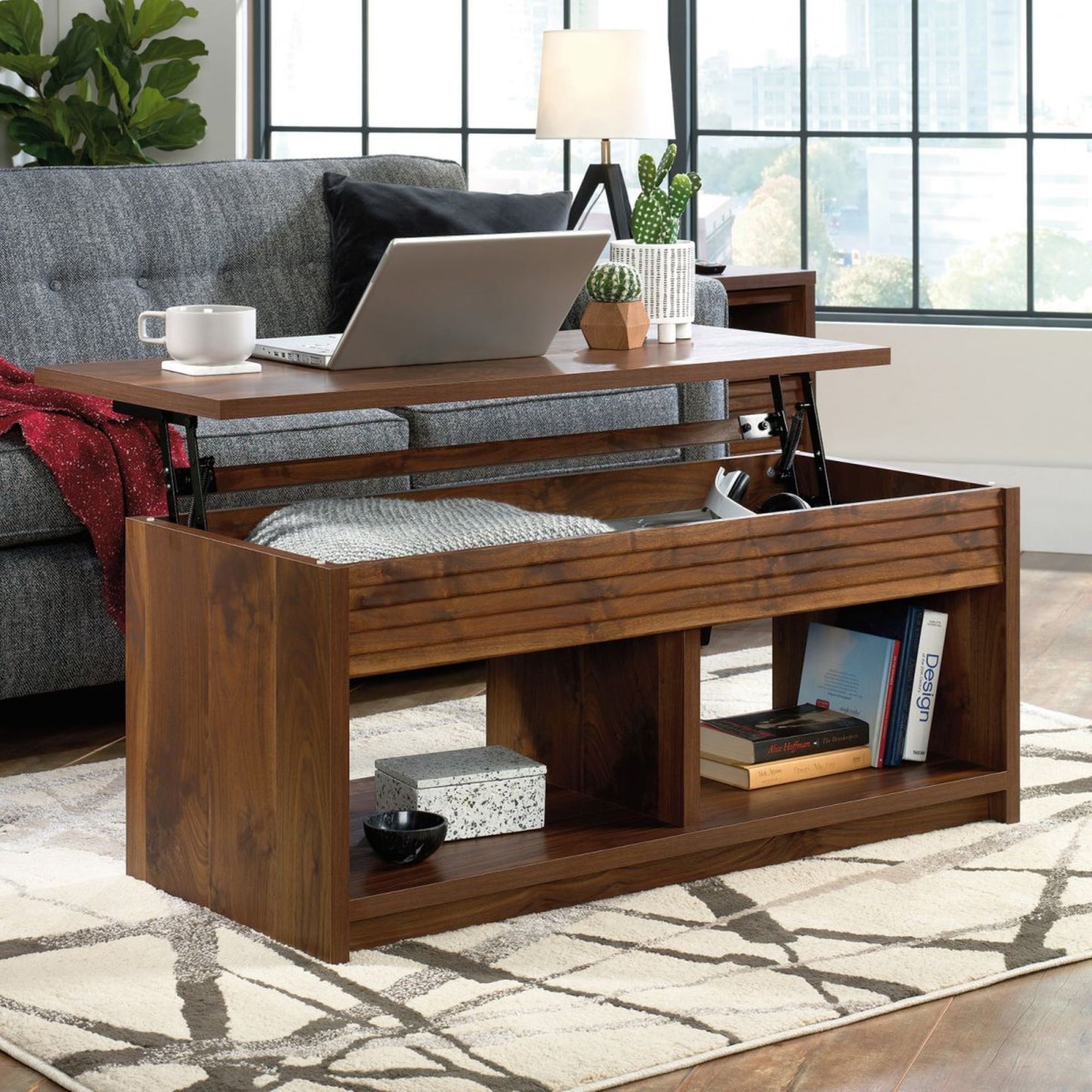Lift up Coffee/ Work table in walnut finish