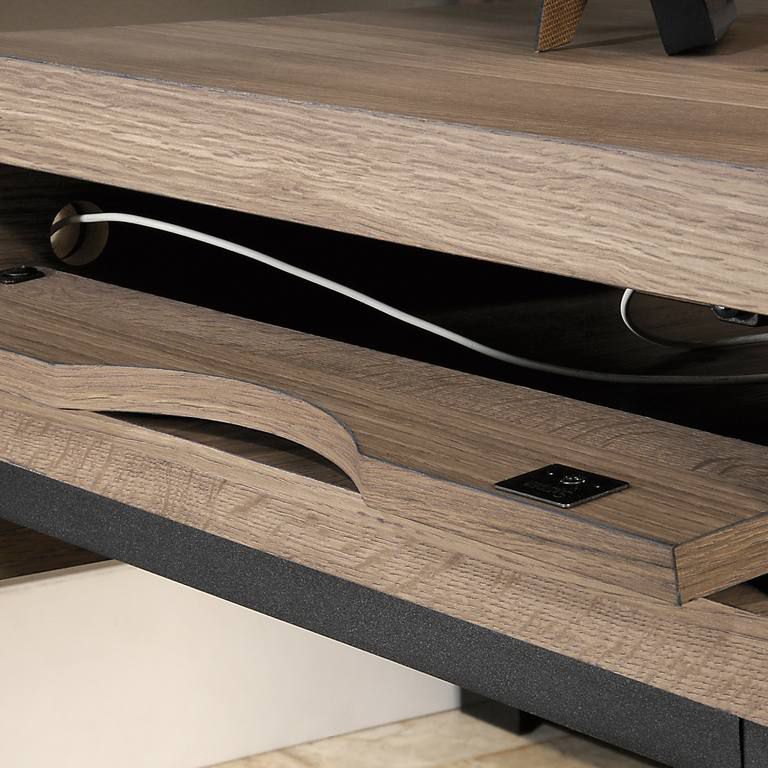 Large Home office L-shaped office desk in Oak finish and black frame