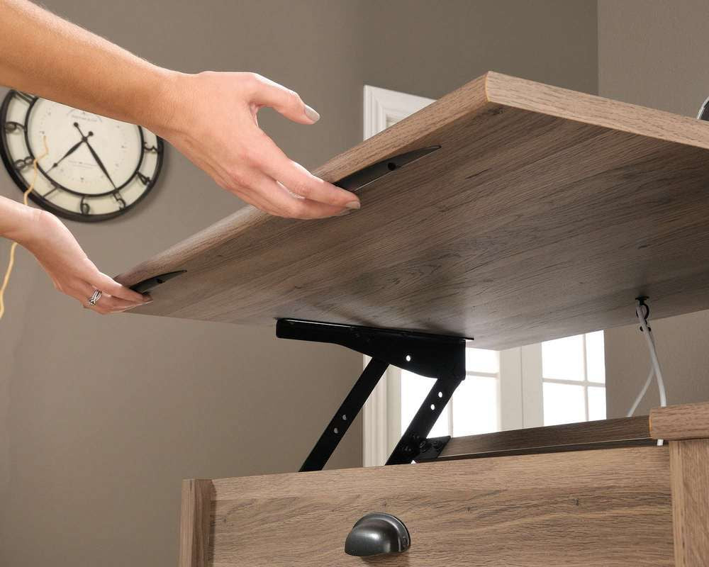 Ergonomic sit/stand desk in Oak finish- home office desk