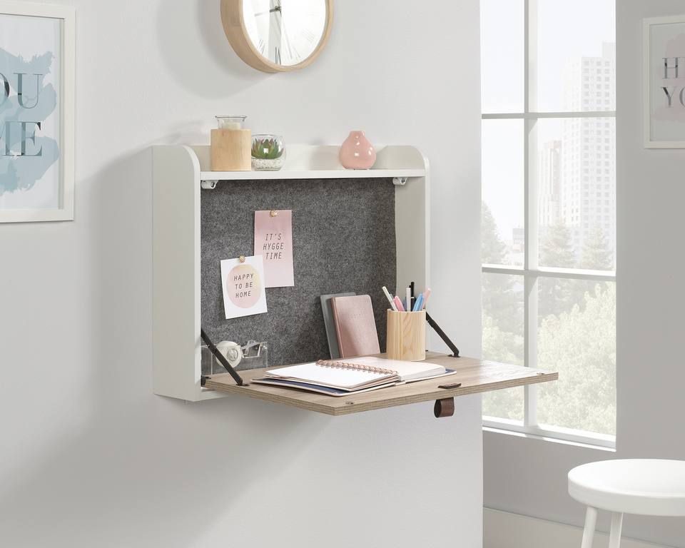 Scandinavian Style wall desk in white finish with Oak accent