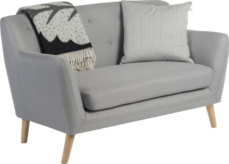 Grey Scandi Style Buttoned Two Seater Sofa