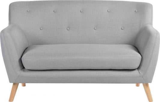 Grey Scandi Style Buttoned Two Seater Sofa