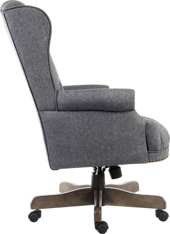 grey tufted swivel office chair
