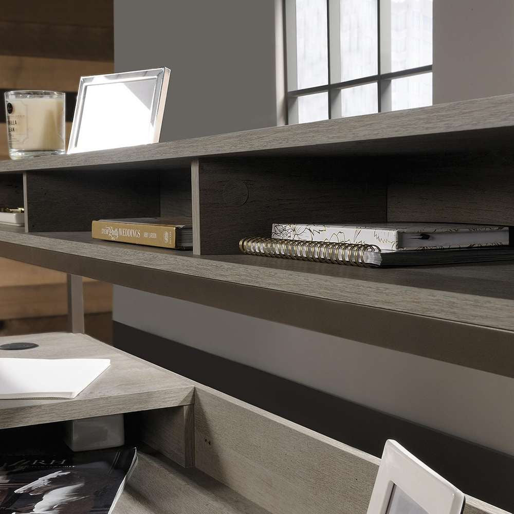 Large Home office L-shaped desk in Oak finish with Extra Storage Shelf