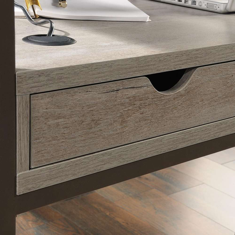 Large Home office L-shaped desk in Oak finish with Extra Storage Shelf