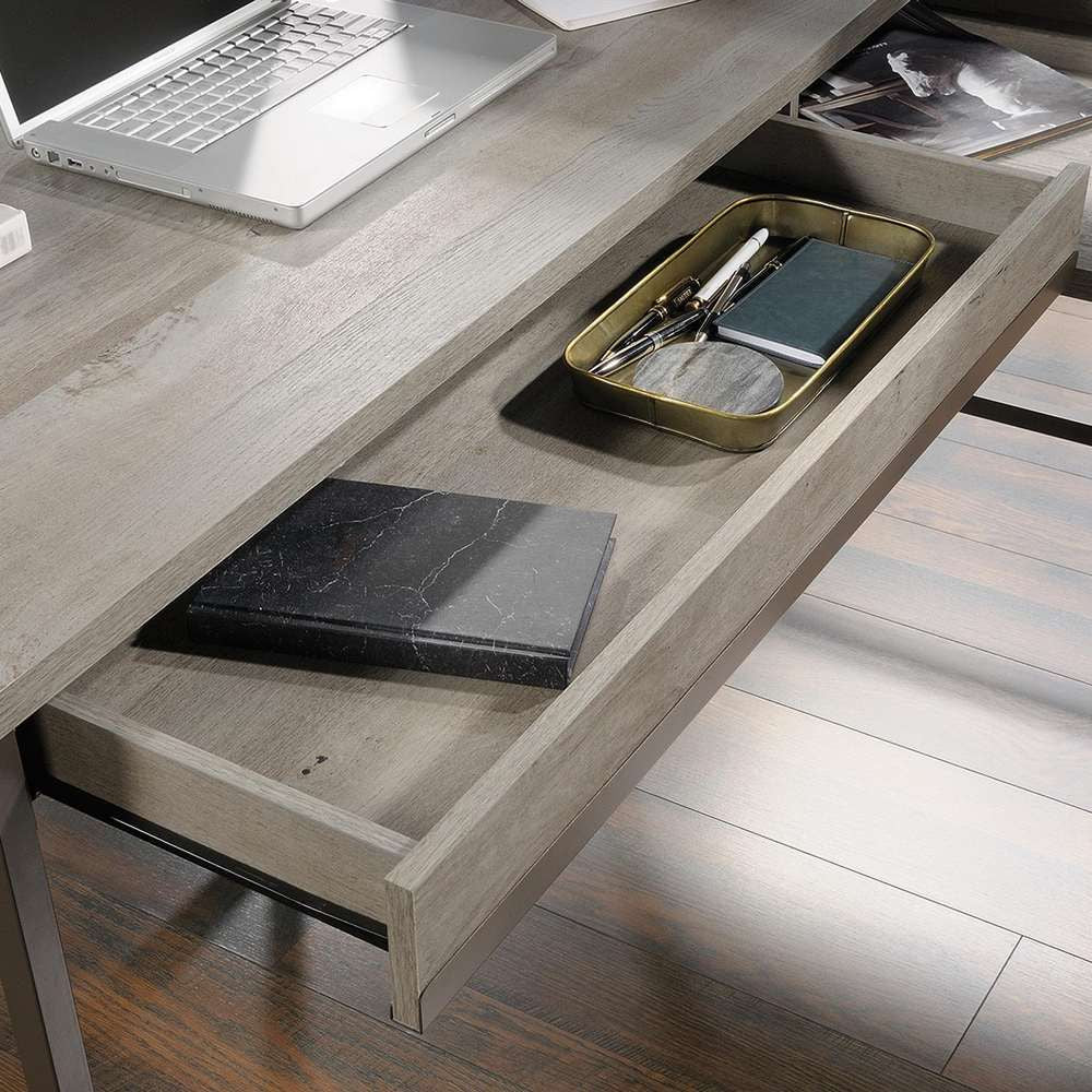 Large Home office L-shaped desk in Oak finish with Extra Storage Shelf