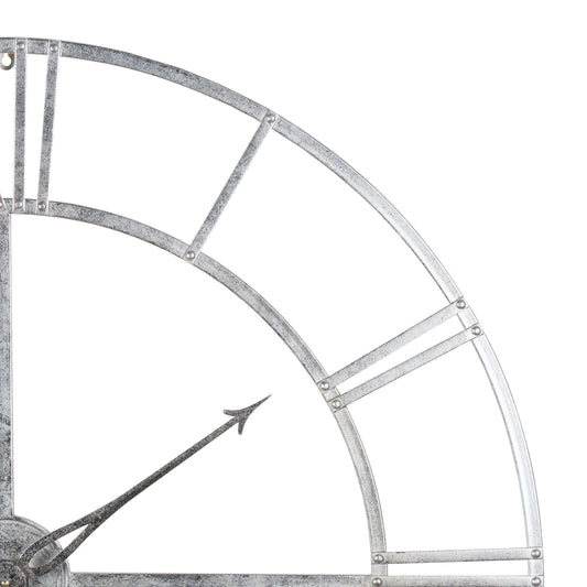 Large Silver Foil Skeleton Round Wall Clock