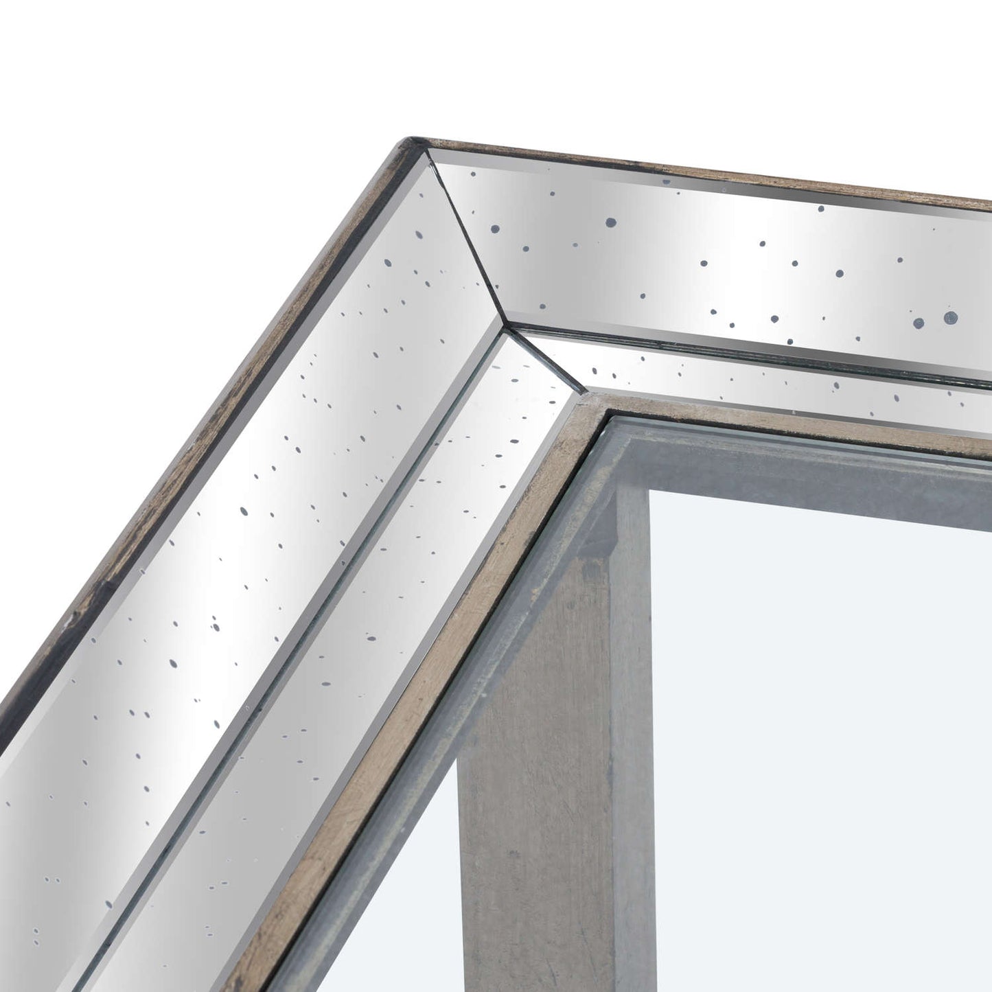 Astor Beistelltisch aus Holz und Glas mit Spiegeldetails