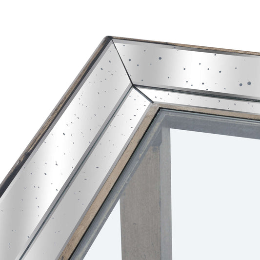 Astor Wood and Glass Side Table With Mirror Detailing