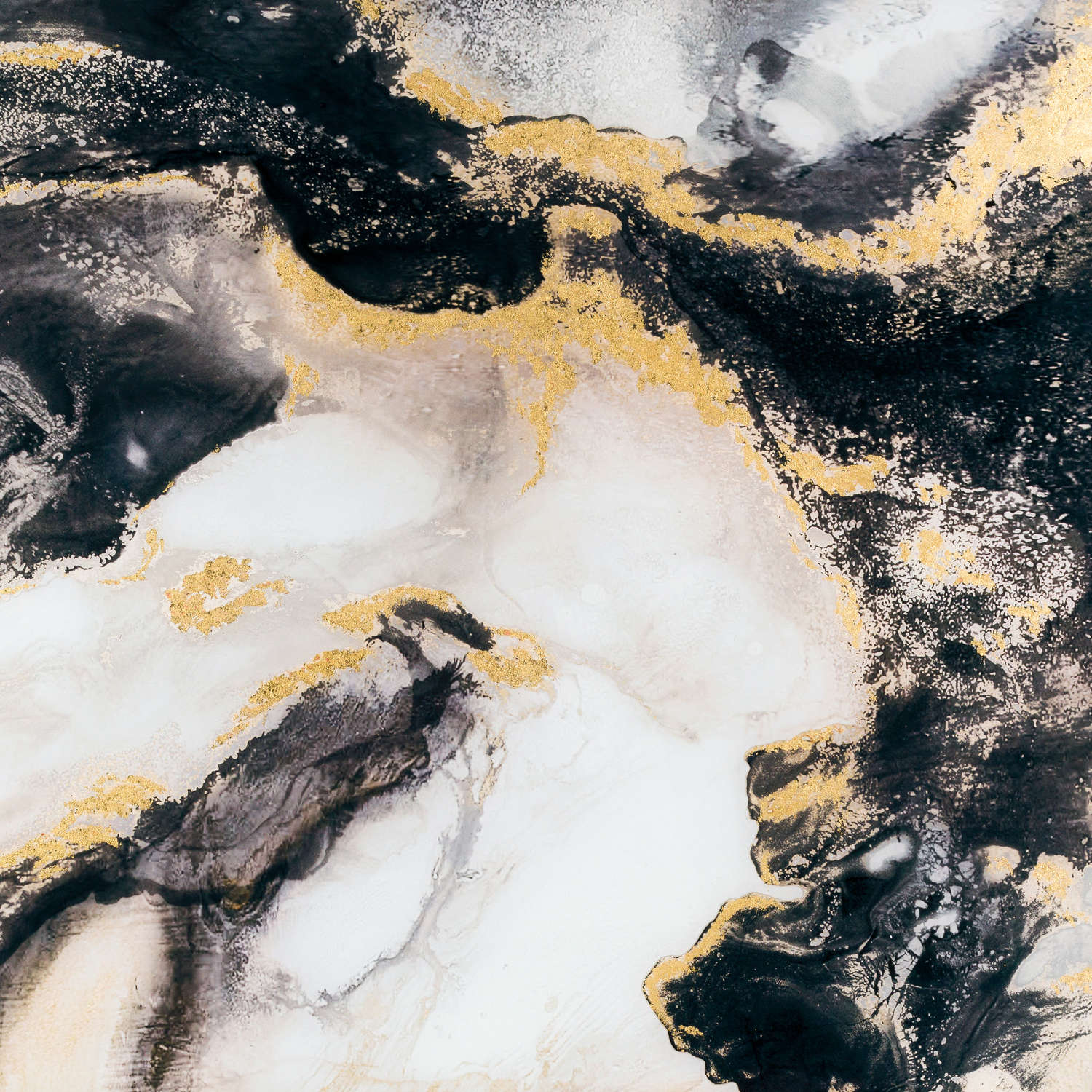 Marble Effect Black And Gold Glass Image In Gold Frame