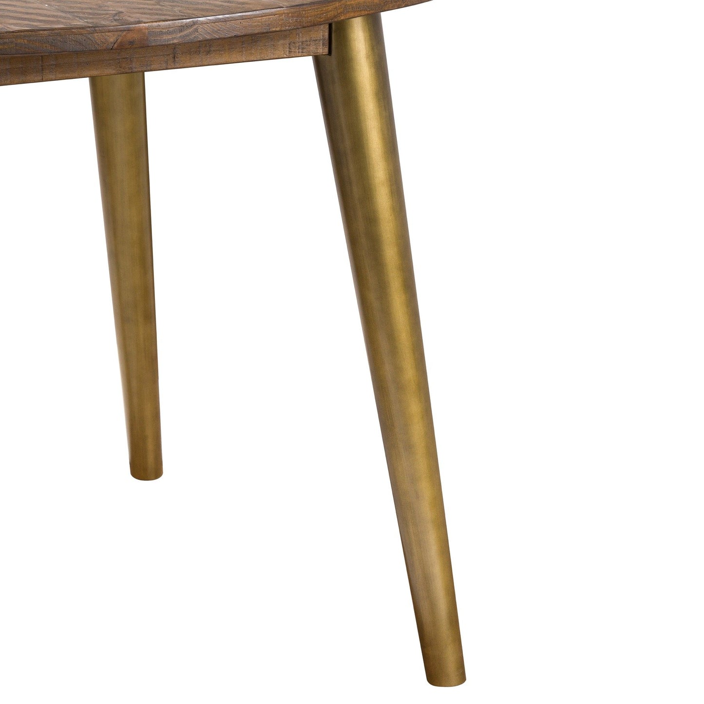 Dark Pine and Gold Circular Dining Table
