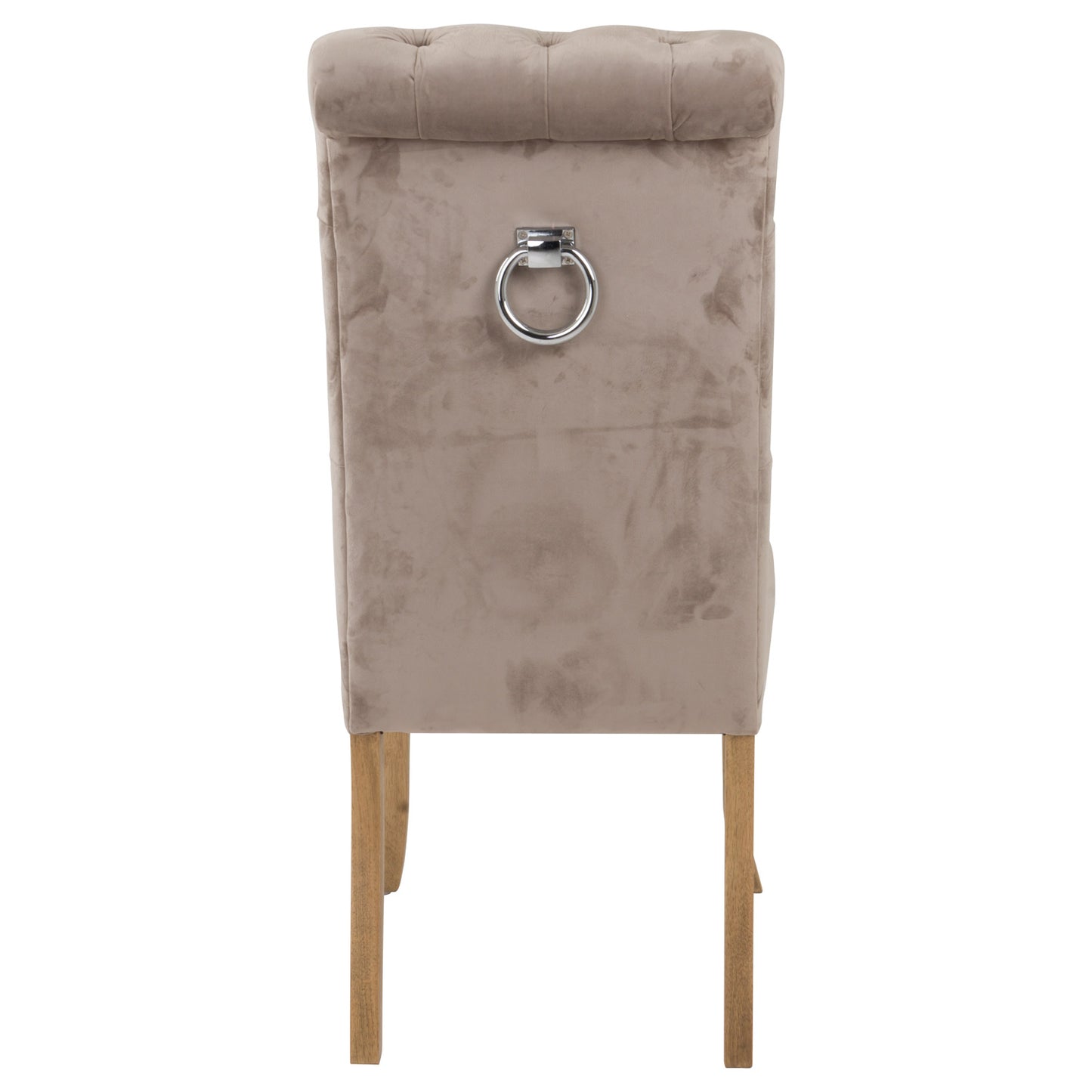 Chelsea Roll Top Beige Velvet Buttoned Dining Chair