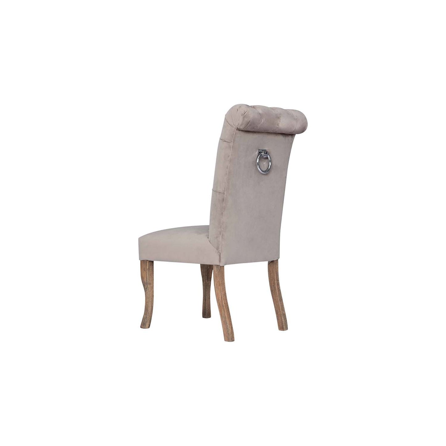 Chelsea Roll Top Beige Velvet Buttoned Dining Chair