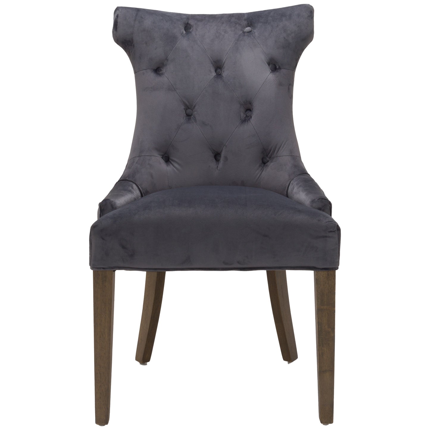 High Wing Ring Backed Dark Grey Velvet Dining Chair