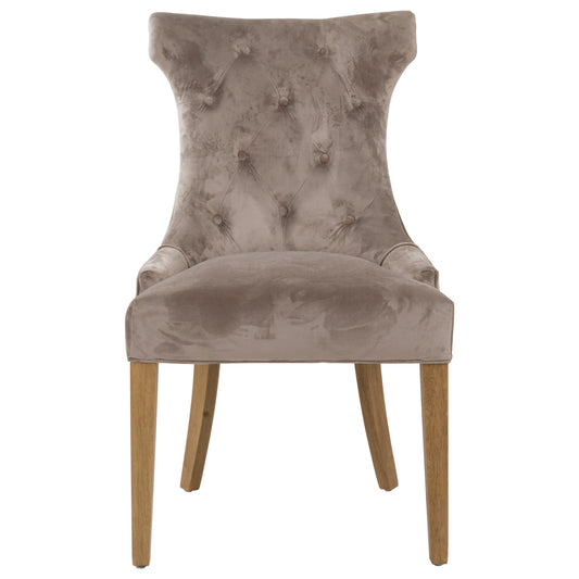 Chelsea High Wing Ring Beige Velvet Buttoned Dining Chair