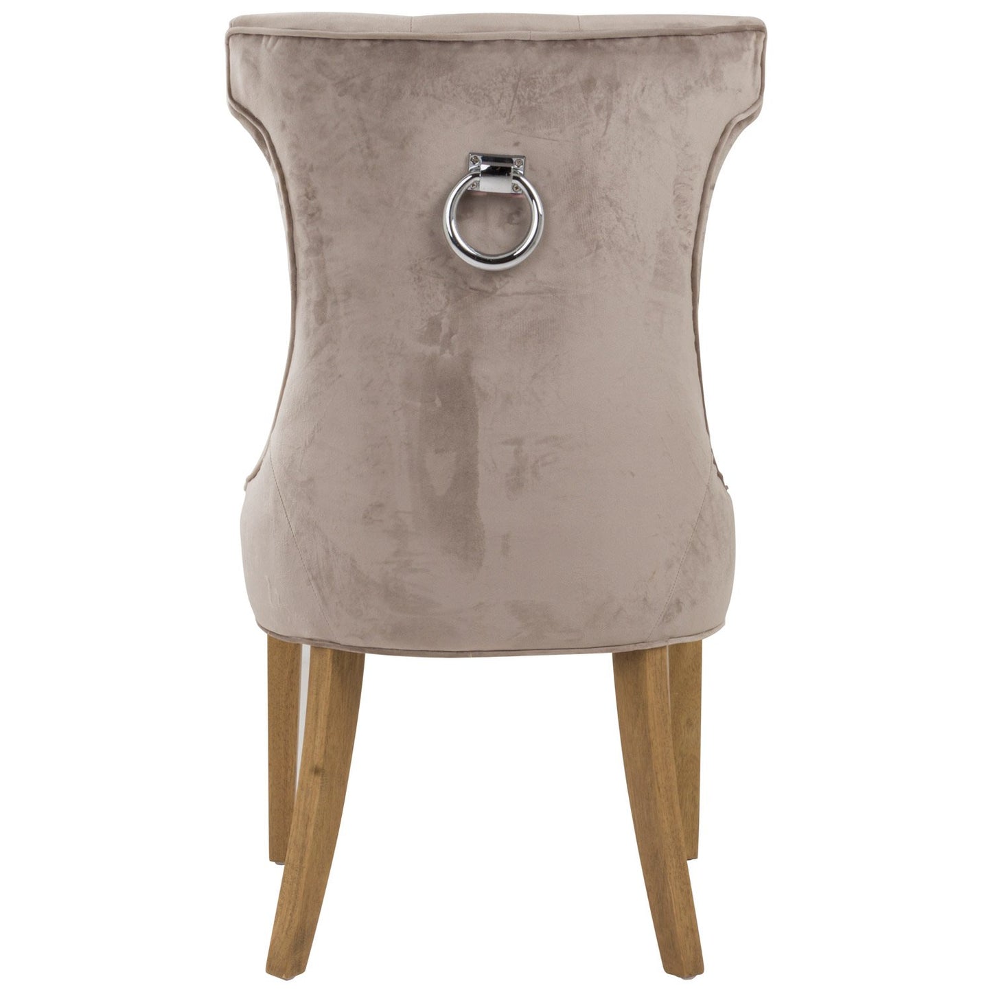 Chelsea High Wing Ring Beige Velvet Buttoned Dining Chair