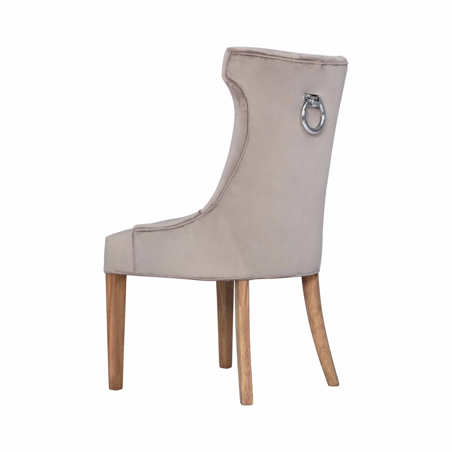 Chelsea High Wing Ring Beige Velvet Buttoned Dining Chair