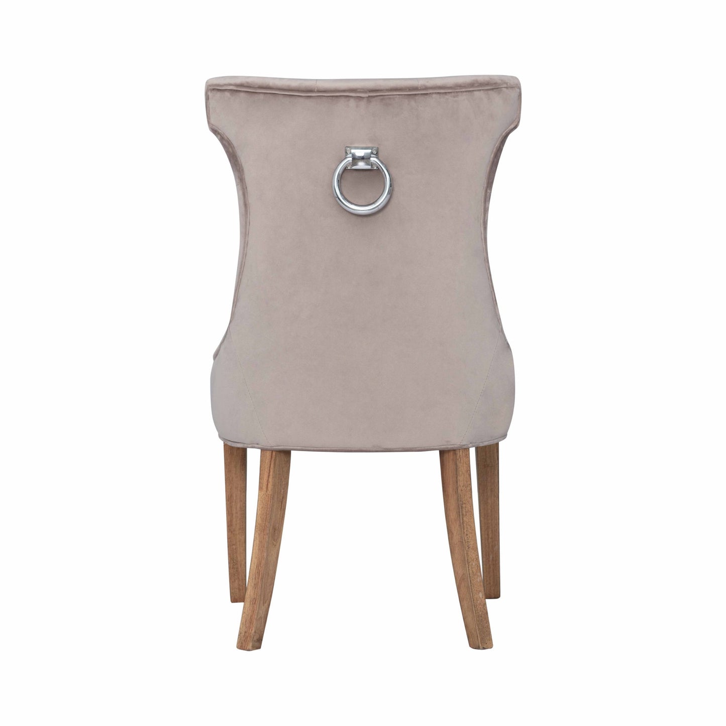 Chelsea High Wing Ring Beige Velvet Buttoned Dining Chair