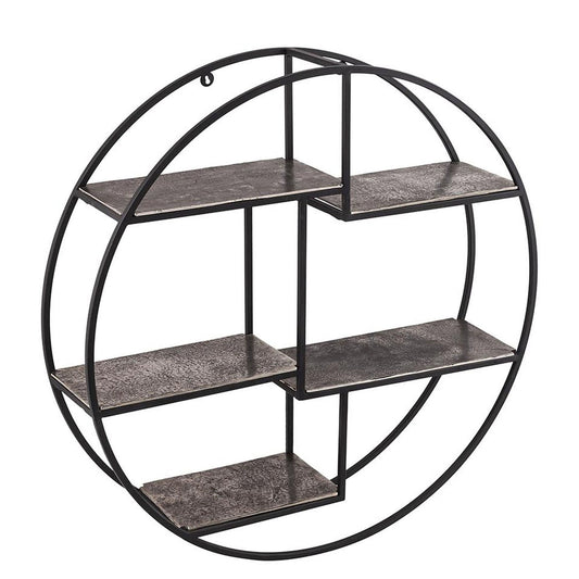 Contemporary Cast Aluminium Silver Circular Wall Hanging Multi Shelf