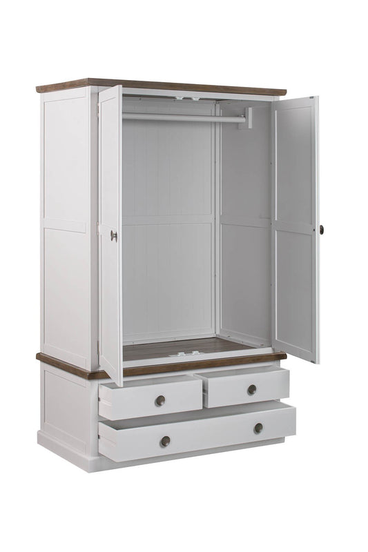 The Hampton Collection Three Drawer Two Door White Wardrobe