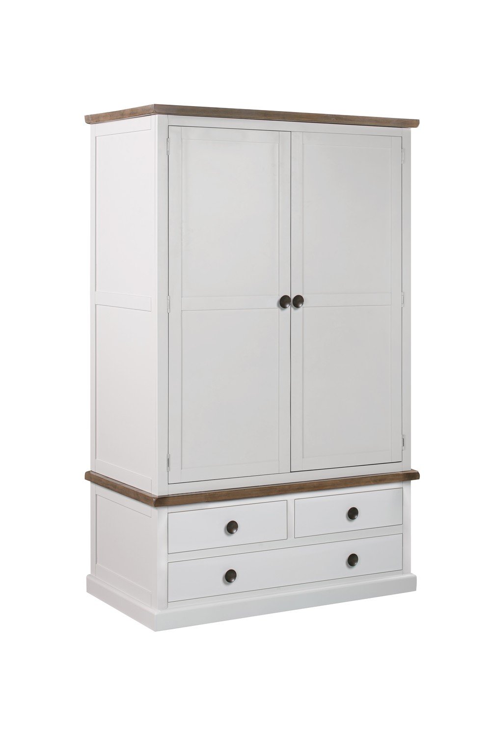 The Hampton Collection Three Drawer Two Door White Wardrobe
