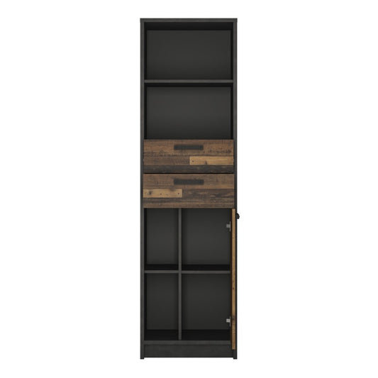 Brooklyn Narrow Bookcase in Walnut and Dark Matera Grey