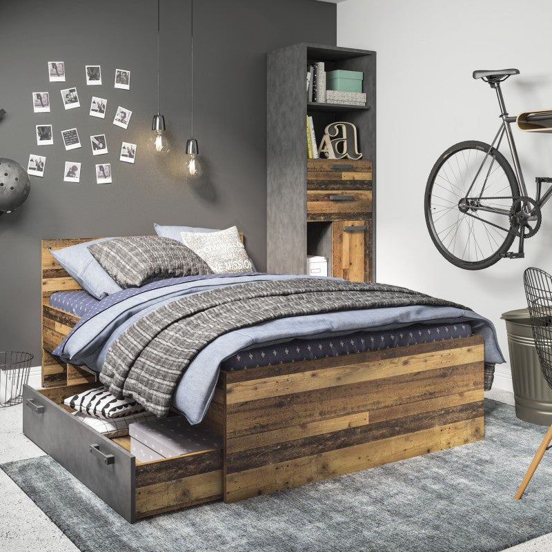 Brooklyn Narrow Bookcase in Walnut and Dark Matera Grey