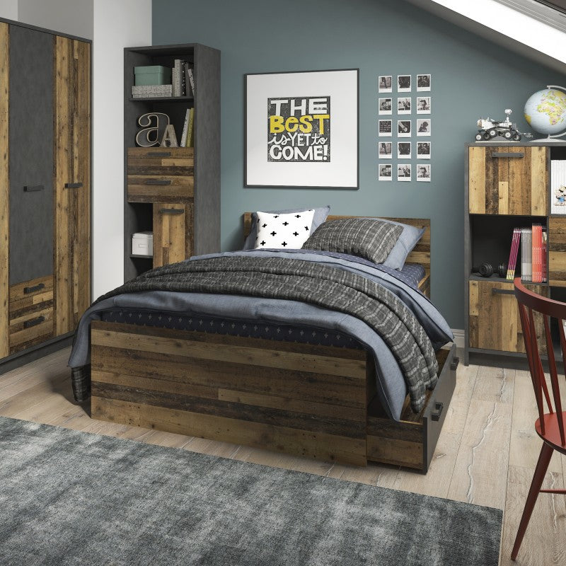 Brooklyn Narrow Bookcase in Walnut and Dark Matera Grey
