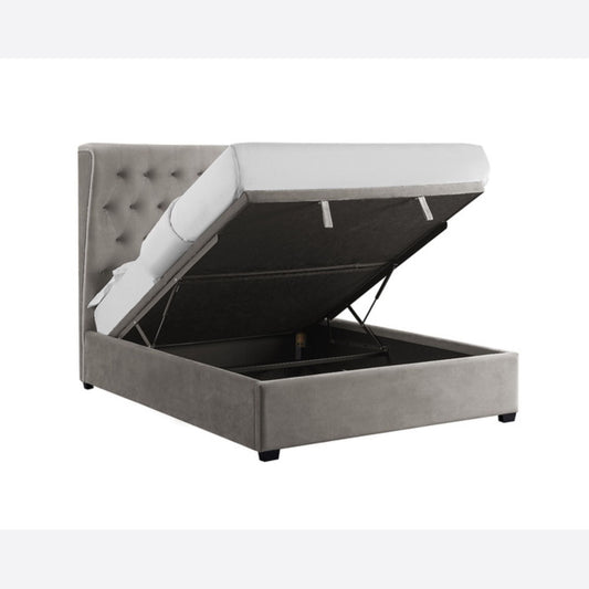 Kingsize Ottoman Bed with Buttoned Headboard - Cappuccino