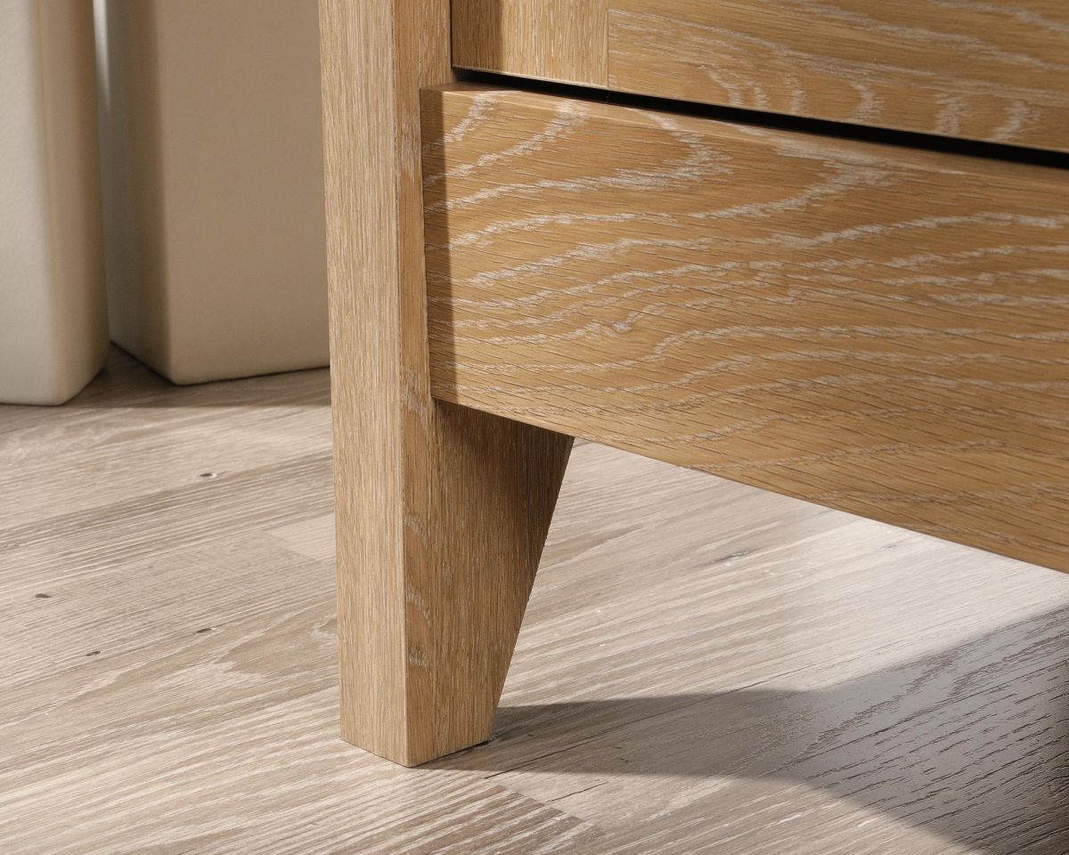 Three shelf bookcase in Oak finish with slate coloured accent