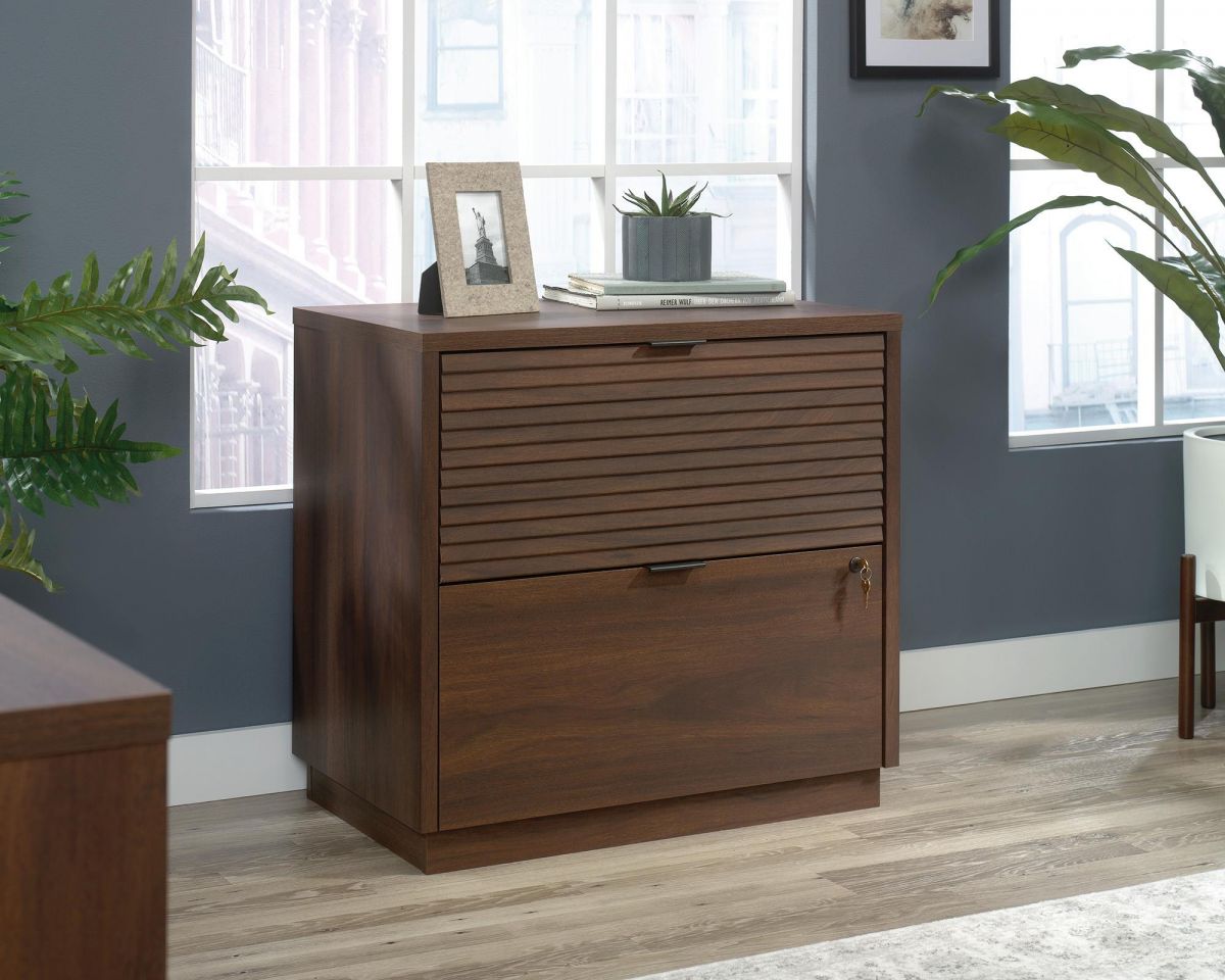 Lateral filling cabinet in Spiced Mahogany finish