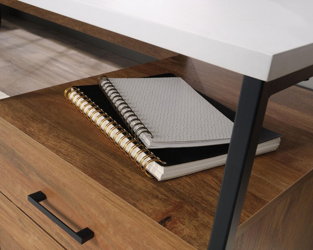 Industrial L-Shaped Home office desk with white accents