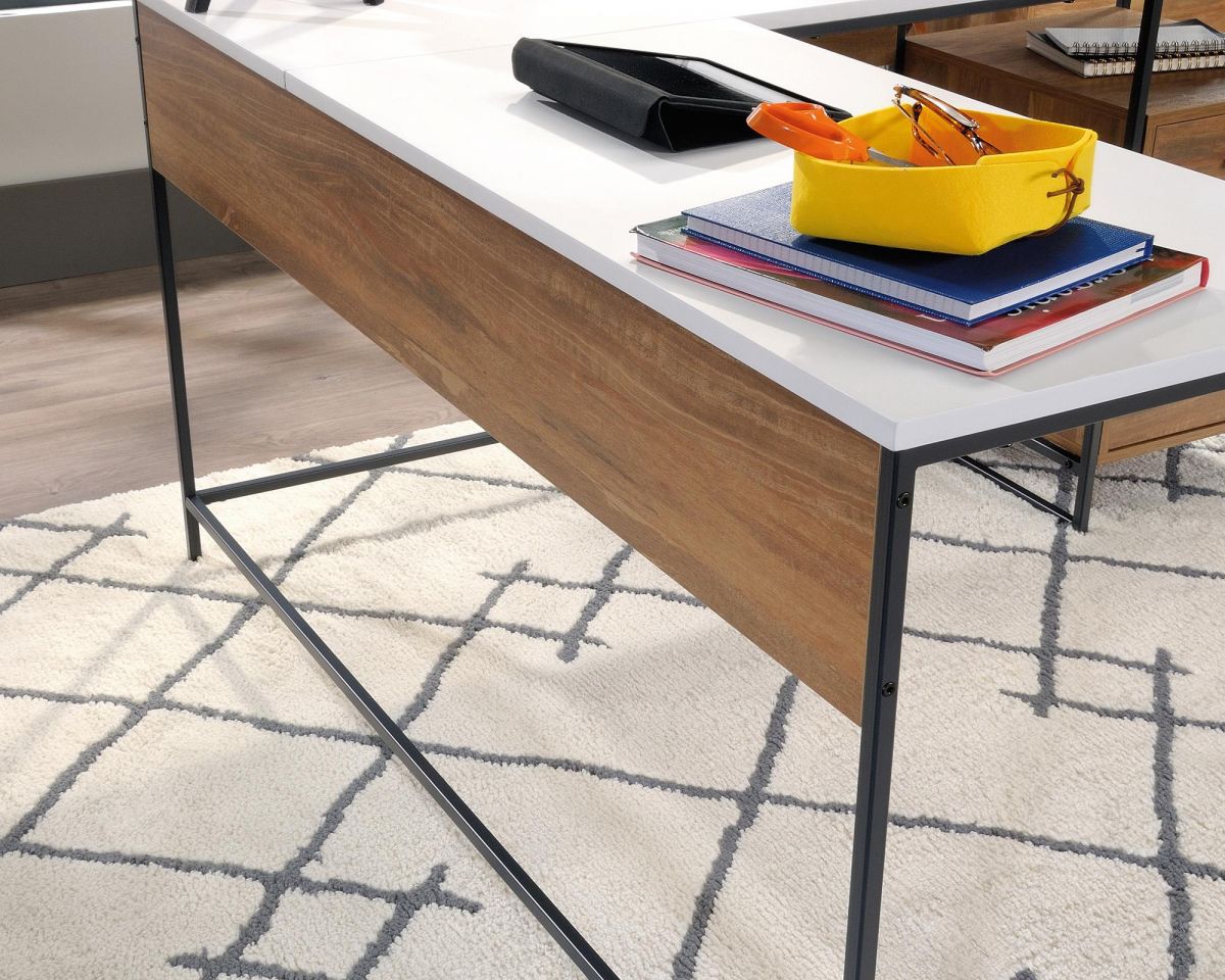Industrial L-Shaped Home office desk with white accents