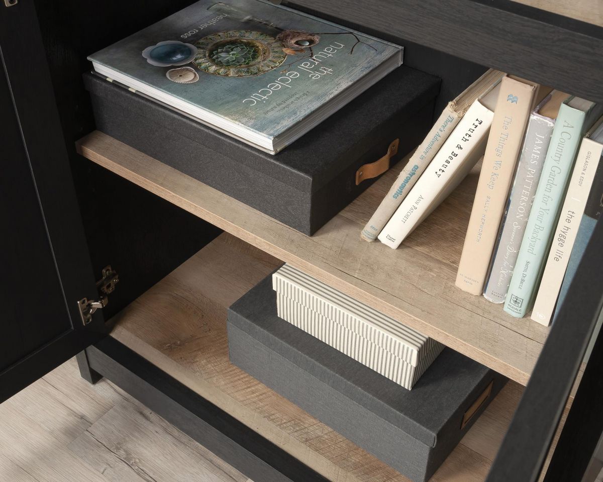 Shaker Style Black Bookcase With Doors in Raven Oak