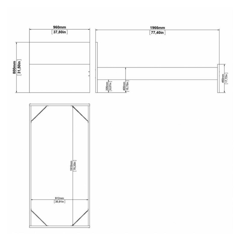 Naia Einzelbett 90x190 Jackson Hickory Eiche Struktur