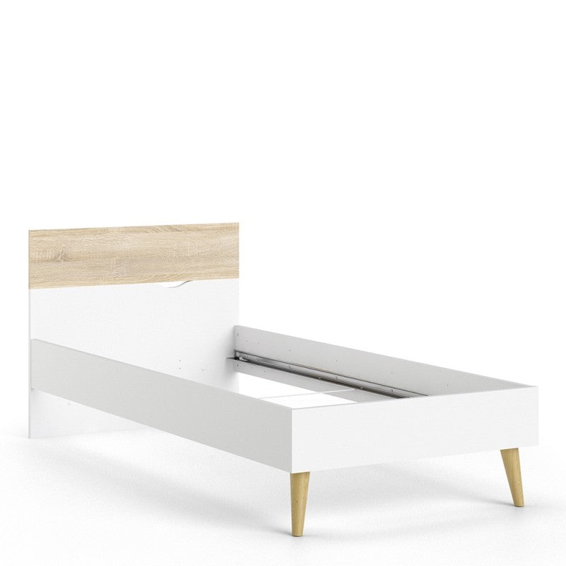 Scandinavian Style Single Bed (90 x 200) in White and Oak