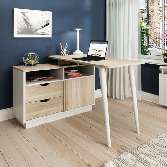 Teknik Office Bridge Desk With Storage Drawers
