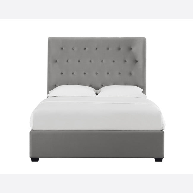 Grey Velvet Ottoman Bed