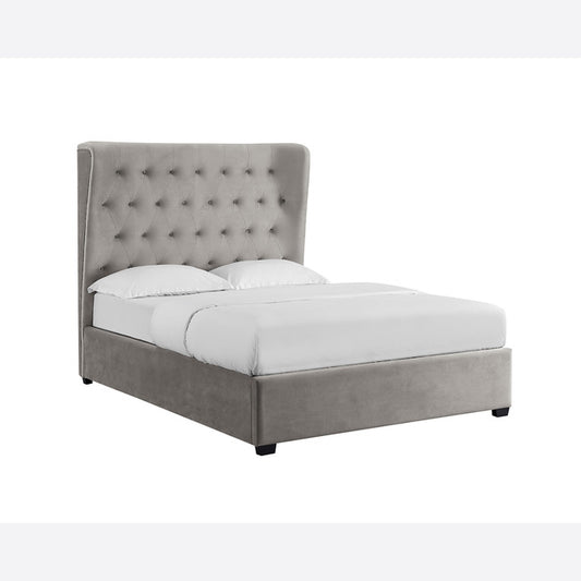 Grey Velvet Ottoman Bed