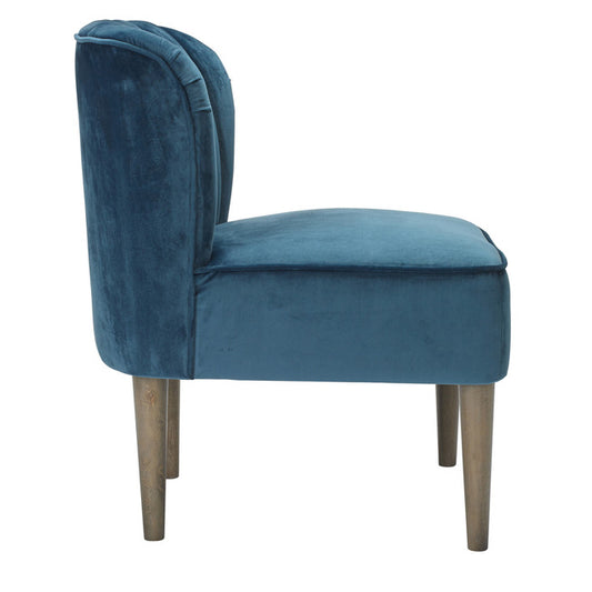 Vintage Blue Velvet Bedroom Lounge Occasional Chair